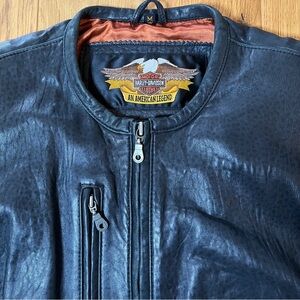 Vintage Women's Harley Davidson Black Genuine Leather Riding Jacket. Size Medium